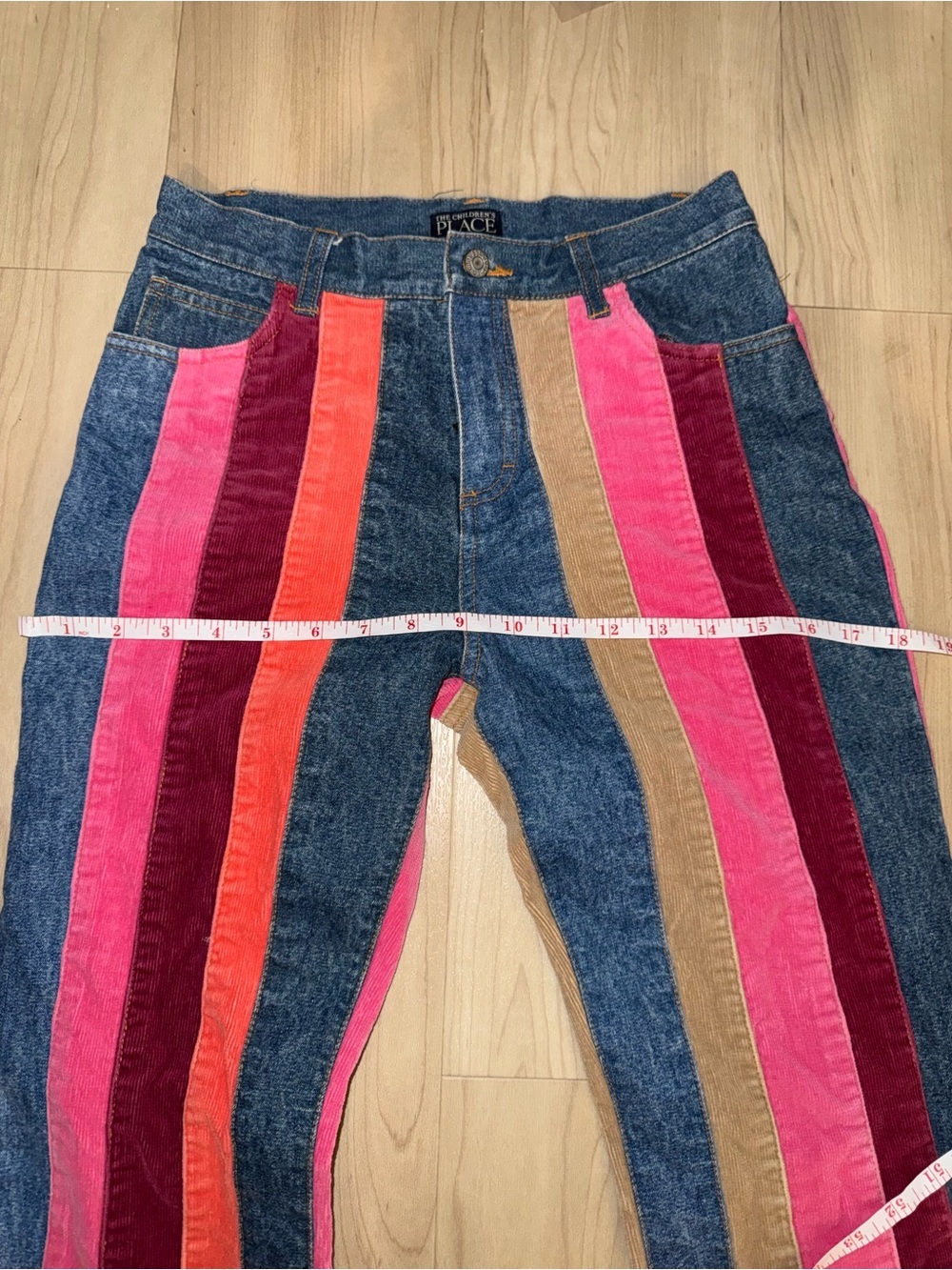 The Children's Place Multi-Color Corduroy Striped Denim Flare Pants Size 14 - Picture 9 of 11
